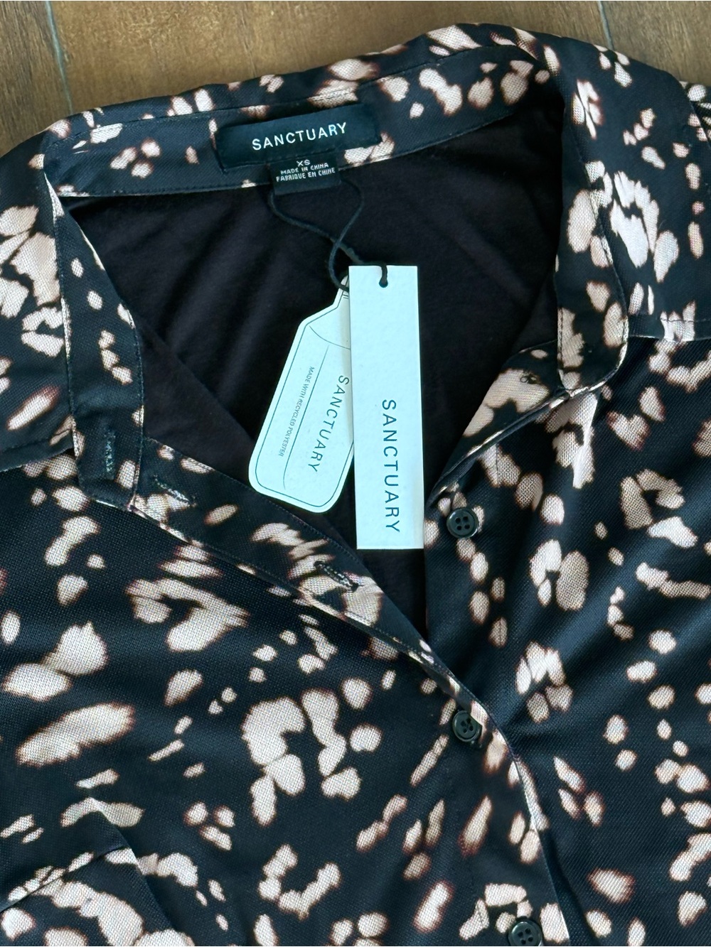 Sanctuary Black and Cream Animal-Print Button-Down Shirt - Picture 2 of 6